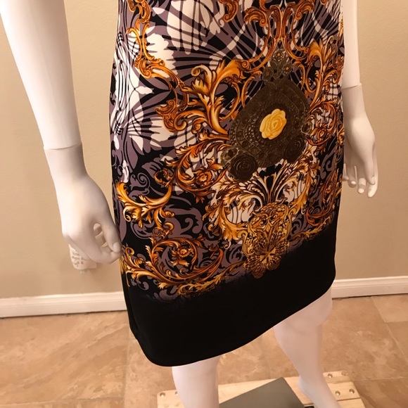 Viviana Gabeiras Sheath Scuba Dress NEW Size Medium Black Orange - Picture 6 of 16